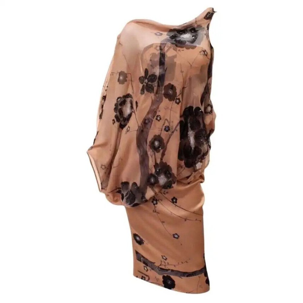 New Tom Ford Nude Cherry Blossom Embellished Asymmetric Wing Dress+Top - Picture 2 of 9